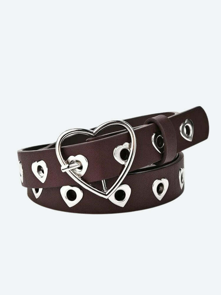 Y2K Fashion Heart Buckle Faux Leather Belt for Coquette & Grunge Styles