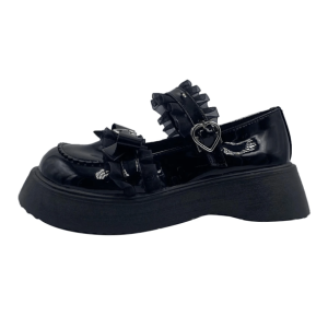 Y2K Fashion Heart Buckled Platform Shoes for Grunge and Coquette Aesthetic