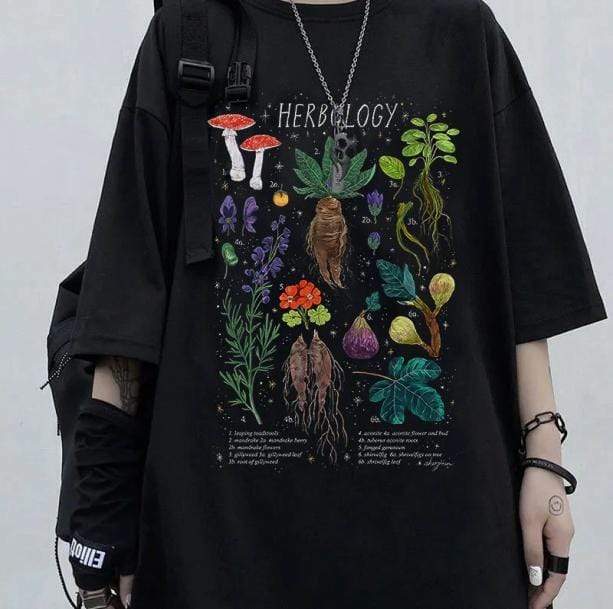 Y2K Fashion Herbology T-Shirt: Emo, Grunge, and Coquette Aesthetic