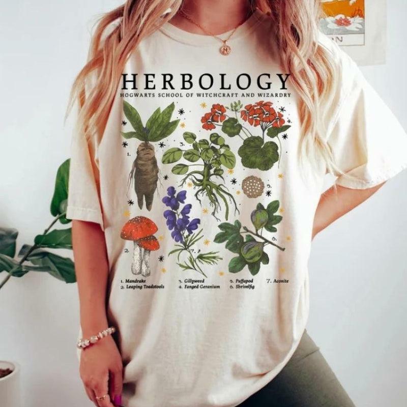 Y2K Fashion Herbology Tee: Cute Oversized Graphic Tee for Coquette Aesthetic