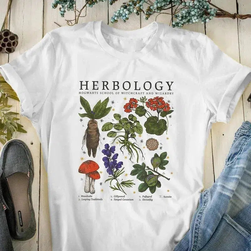 Y2K Fashion Herbology Tee: Cute Oversized Graphic Tee for Coquette Aesthetic