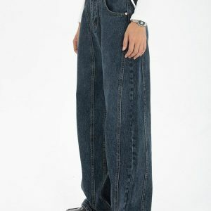 Y2K Fashion High Waisted Wide Leg Jeans - Grunge Aesthetic & Coquette Style