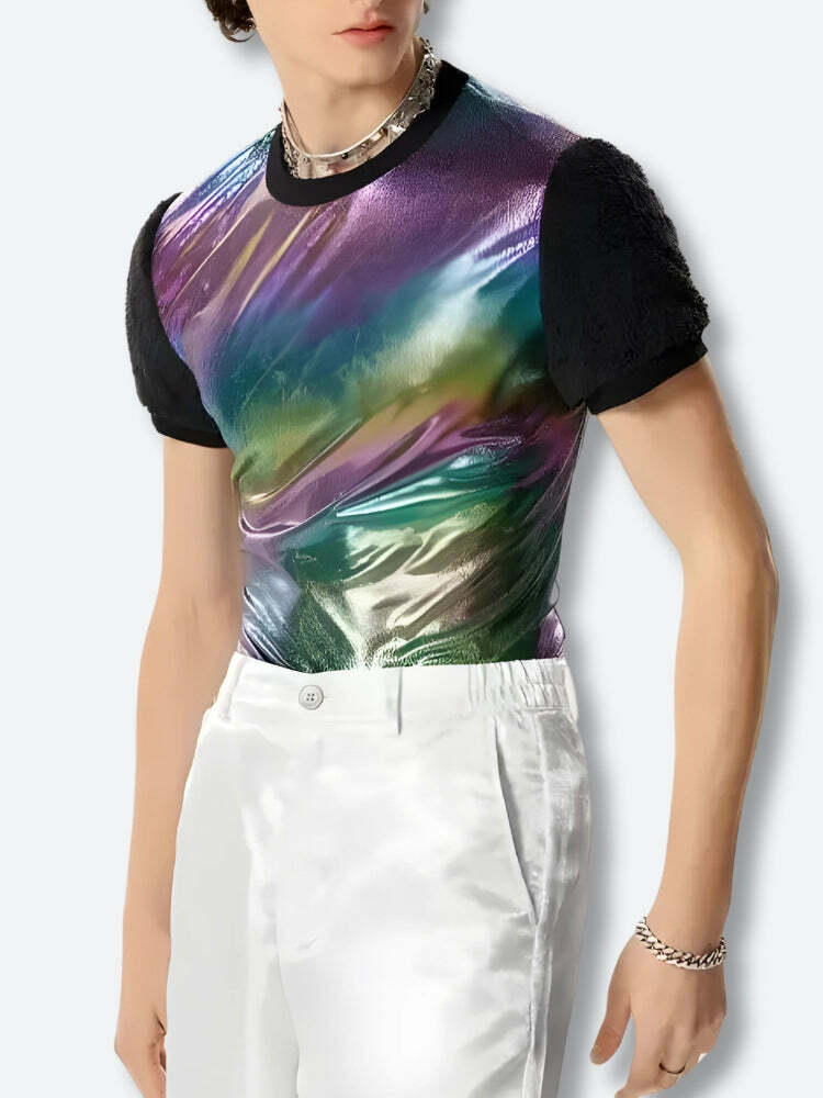 Y2K Fashion Hologram Top - Grunge Aesthetic & Coquette Style Essential