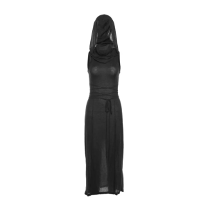 Y2K Fashion Hooded Slit Maxi Dress - Coquette Aesthetic & Grunge Style