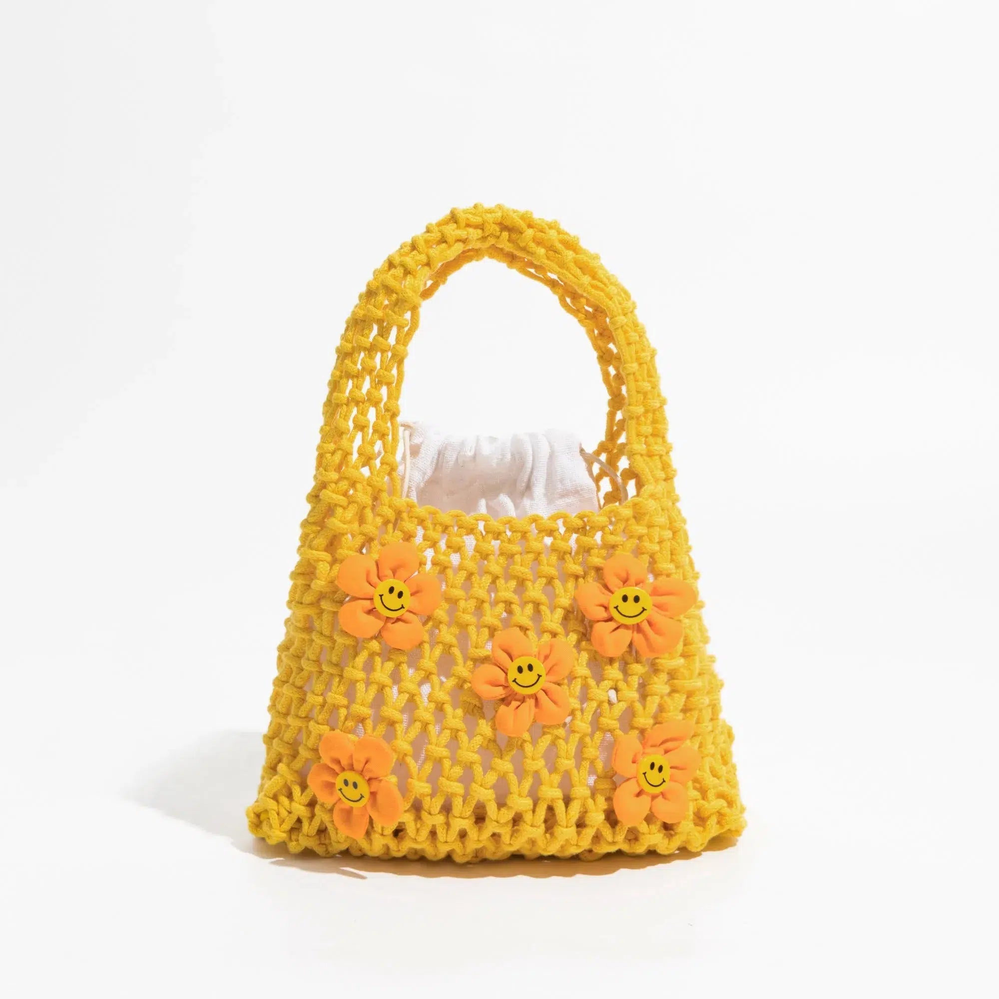 Y2K Fashion Indie Smiley Flowers Crochet Bag - Cute Coquette Aesthetic