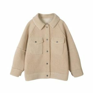 Y2K Fashion Khaki Loose Jacket - Grunge Aesthetic Oversized Style