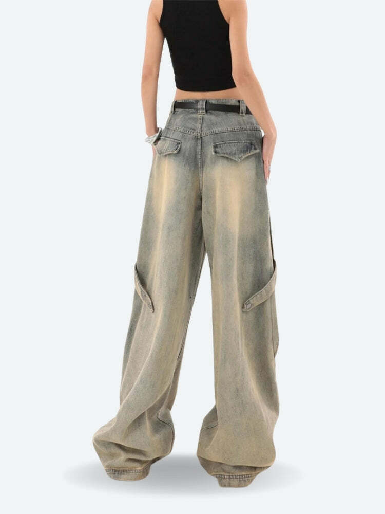 Y2K Fashion Layered Denim Jeans - Grunge Style & Coquette Aesthetic