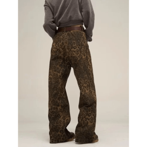 Y2K Fashion Leopard Print Loose Pants for Grunge and Coquette Aesthetic