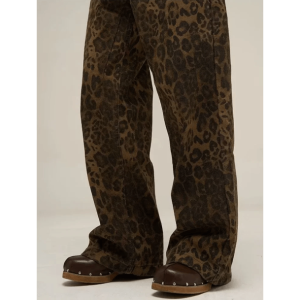 Y2K Fashion Leopard Print Loose Pants for Grunge and Coquette Aesthetic