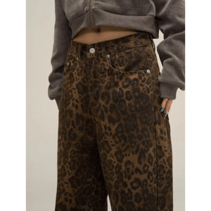 Y2K Fashion Leopard Print Loose Pants for Grunge and Coquette Aesthetic