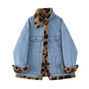 Y2K Fashion Leopard Print Reversible Jacket - Coquette & Grunge Style