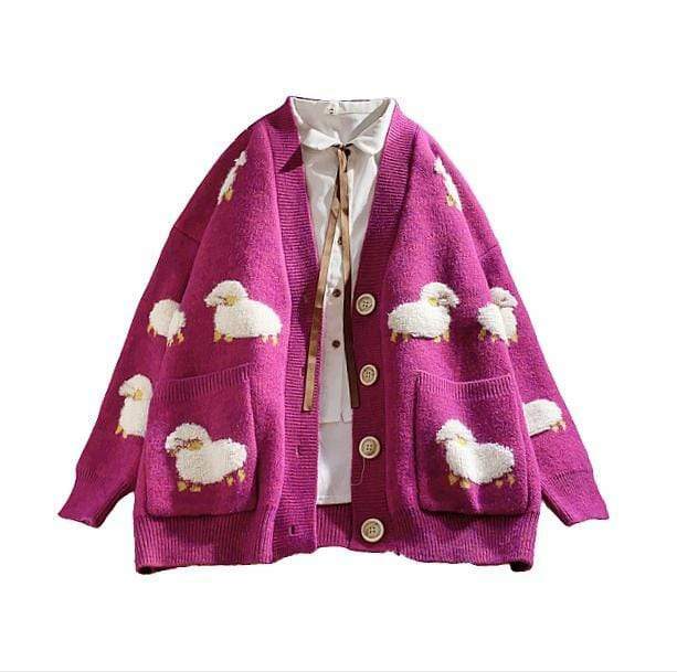 Y2K Fashion Little Lamb Cardigan - Coquette Aesthetic Oversized Sweater