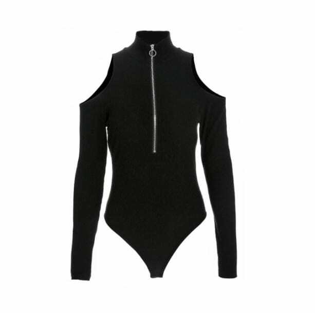 Y2K Fashion Long Sleeve Zip Front Bodysuit - Grunge & Coquette Aesthetic