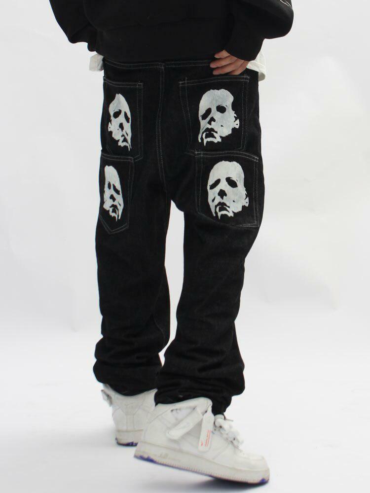 Y2K Fashion Michael Myers Baggy Jeans - Grunge Aesthetic & Coquette Style