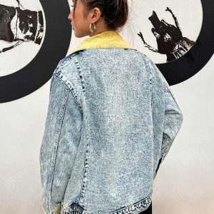 Y2K Fashion Mid Wash Patchwork Denim Jacket - Grunge & Coquette Style