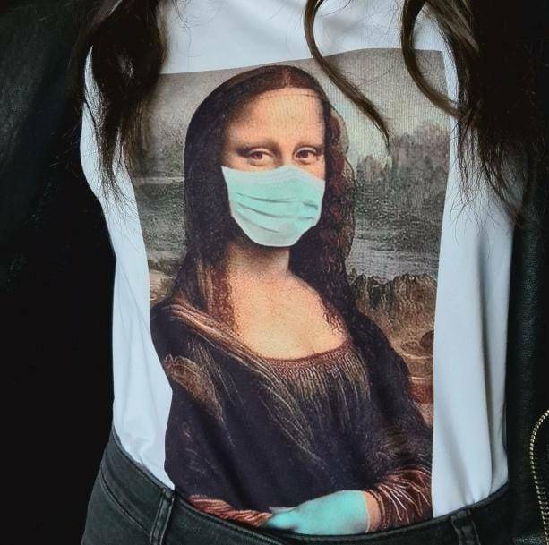 Y2K Fashion Mona Lisa With Mask T-Shirt - Emo, Grunge & Coquette Style