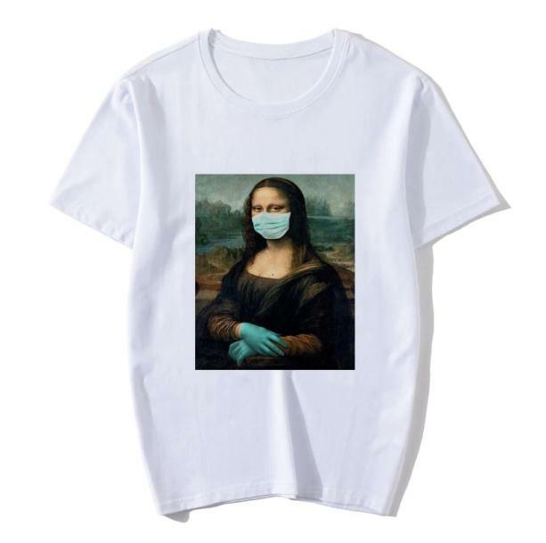 Y2K Fashion Mona Lisa With Mask T-Shirt - Emo, Grunge & Coquette Style