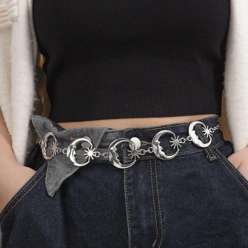 Y2K Fashion Moon Belly Chain - Cute Coquette & Grunge Aesthetic Jewelry