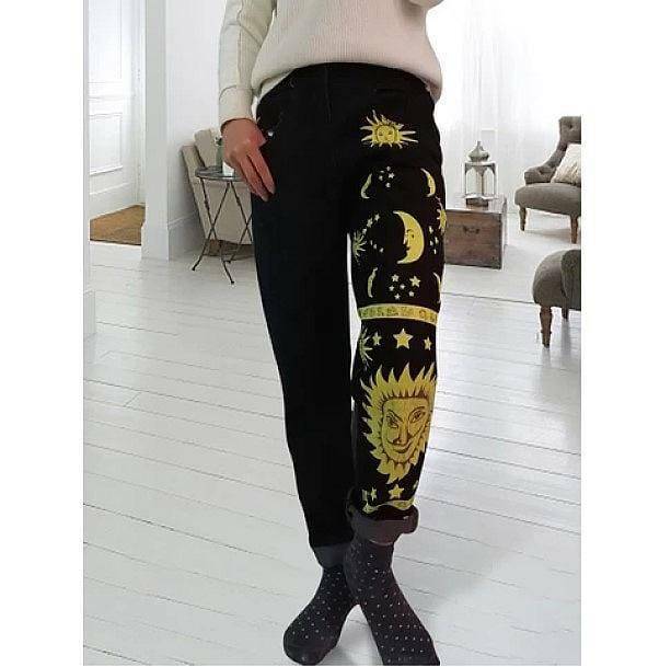 Y2K Fashion Moon & Star Trousers - Grunge Aesthetic & Coquette Style