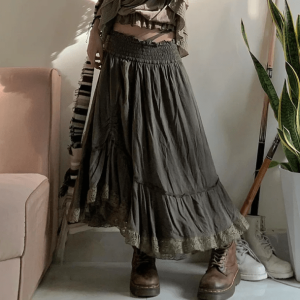 Y2K Fashion Muddy Goblincore Skirt - Grunge Aesthetic & Coquette Style