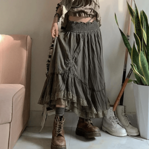 Y2K Fashion Muddy Goblincore Skirt - Grunge Aesthetic & Coquette Style