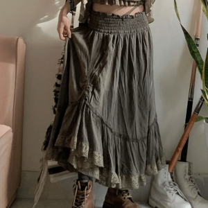 Y2K Fashion Muddy Goblincore Skirt - Grunge Aesthetic & Coquette Style