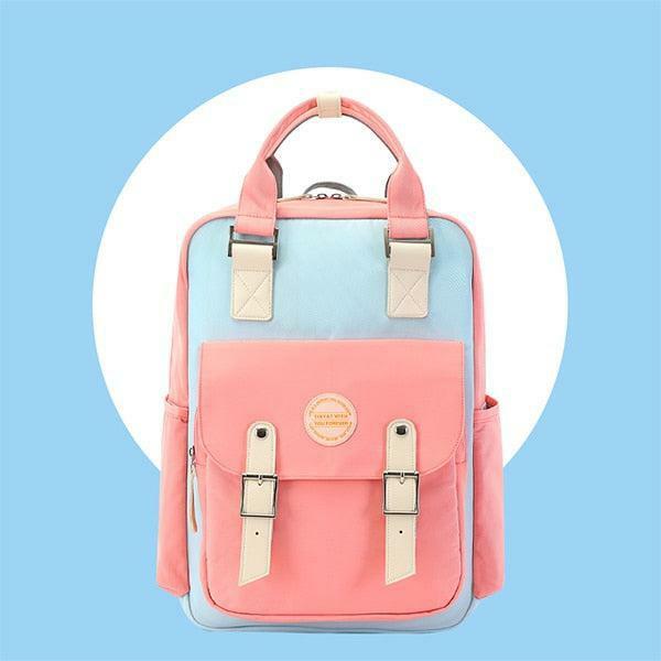 Y2K Fashion Multicolor Pastel School Backpack - Coquette & Grunge Style