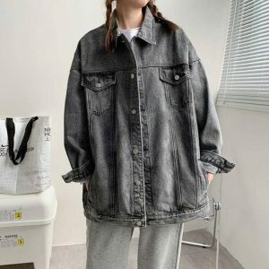 Y2K Fashion Normcore Jean Jacket - Grunge Aesthetic & Coquette Style