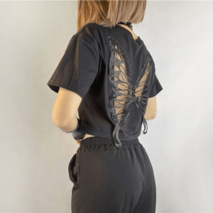 Y2K Fashion Open Back Butterfly T-Shirt - Cute Coquette & Grunge Style