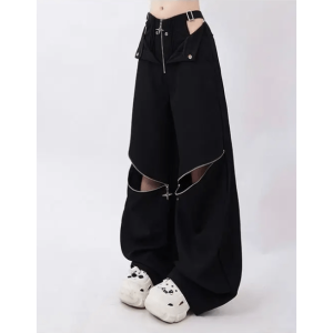 Y2K Fashion Open Zip Pants: Grunge Aesthetic Meets Coquette Style