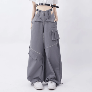 Y2K Fashion Open Zip Pants: Grunge Aesthetic Meets Coquette Style