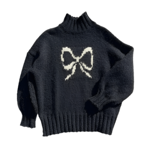 Y2K Fashion Oversized Bow Sweater - Coquette Aesthetic & Grunge Style