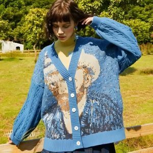 Y2K Fashion Oversized Cardigan - Coquette Aesthetic & Grunge Style