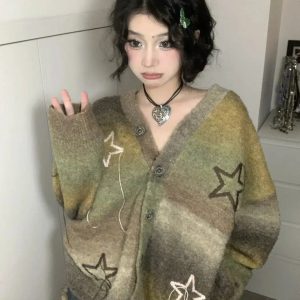 Y2K Fashion Oversized Cardigan: Grunge Aesthetic & Coquette Style