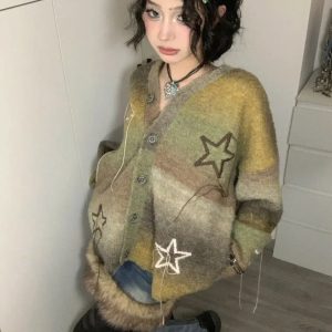 Y2K Fashion Oversized Cardigan: Grunge Aesthetic & Coquette Style