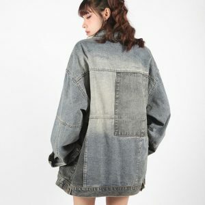 Y2K Fashion Oversized Denim Jacket - Grunge Aesthetic & Coquette Style