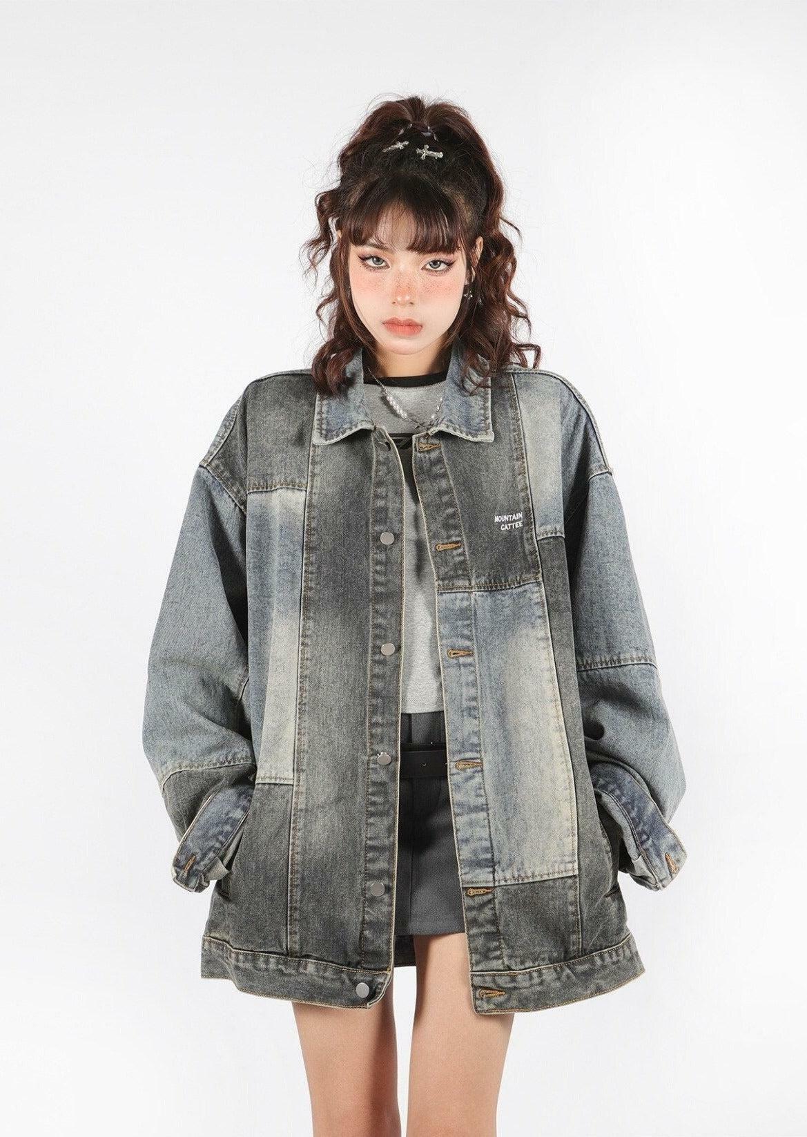 Y2K Fashion Oversized Denim Jacket - Grunge Aesthetic & Coquette Style