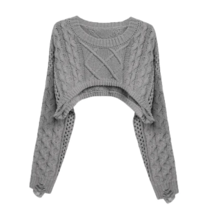 Y2K Fashion Oversized Knitted Sweater - Coquette Aesthetic Crop Top