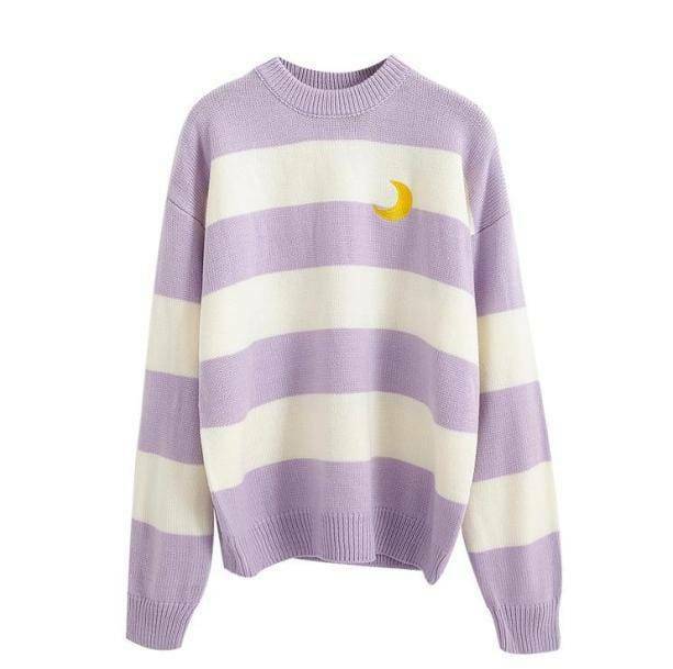 Y2K Fashion Oversized Moon Sweater - Grunge Aesthetic & Coquette Style