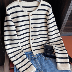 Y2K Fashion Oversized Nautical Sweater - Grunge & Coquette Aesthetic