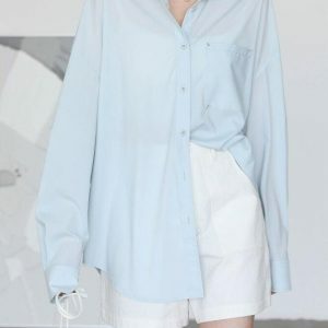 Y2K Fashion Oversized Poplin Shirt - Grunge Aesthetic & Coquette Style