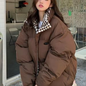 Y2K Fashion Oversized Puffer Jacket - Grunge & Coquette Aesthetic