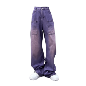 Y2K Fashion Oversized Purple Jeans - Grunge Aesthetic & Coquette Style