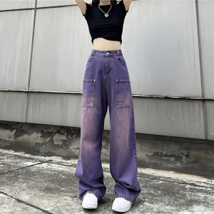 Y2K Fashion Oversized Purple Jeans - Grunge Aesthetic & Coquette Style