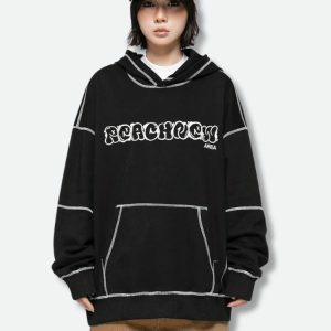 Y2K Fashion Oversized Skater Hoodie - Grunge Aesthetic & Coquette Style