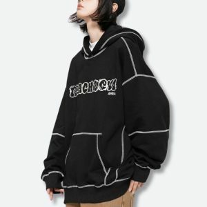 Y2K Fashion Oversized Skater Hoodie - Grunge Aesthetic & Coquette Style