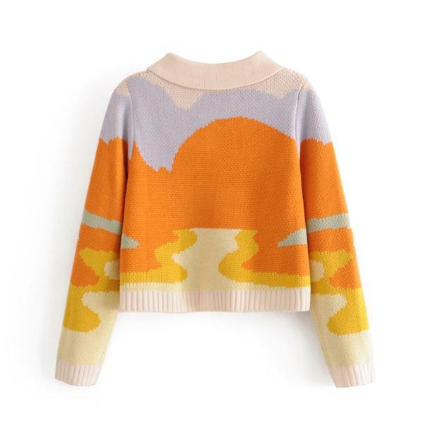 Y2K Fashion Oversized Sunset Sweater - Grunge Aesthetic Coquette Style