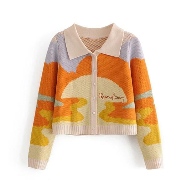 Y2K Fashion Oversized Sunset Sweater - Grunge Aesthetic Coquette Style