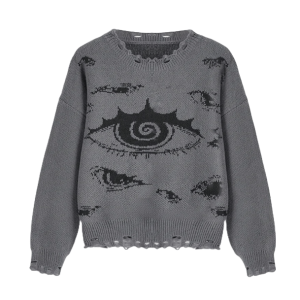 Y2K Fashion Oversized Sweater - Dark Coquette Aesthetic & Grunge Style