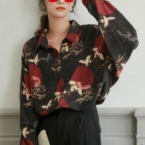 Y2K Fashion Oversized Sweater - Dark Coquette Aesthetic with Shark Blanket